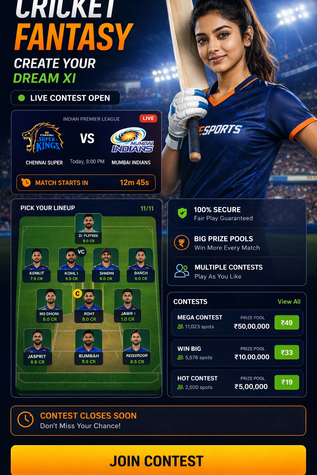 Come Guru Zone cricket matchday visual