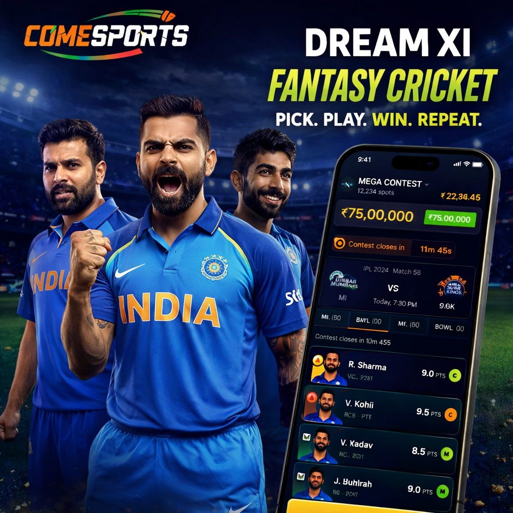 Come Guru Zone fantasy cricket and India team visual
